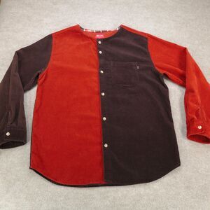 Supreme Corduroy Button Up Shirt Jacket Mens XL Band Collar Long Sleeve